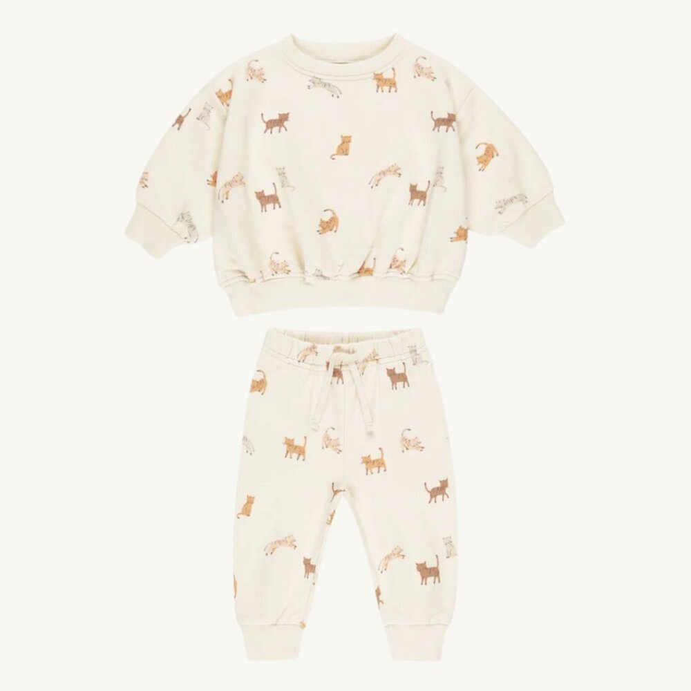 NWT - Quincy Mae Cats Sweat Set ORGANIC​